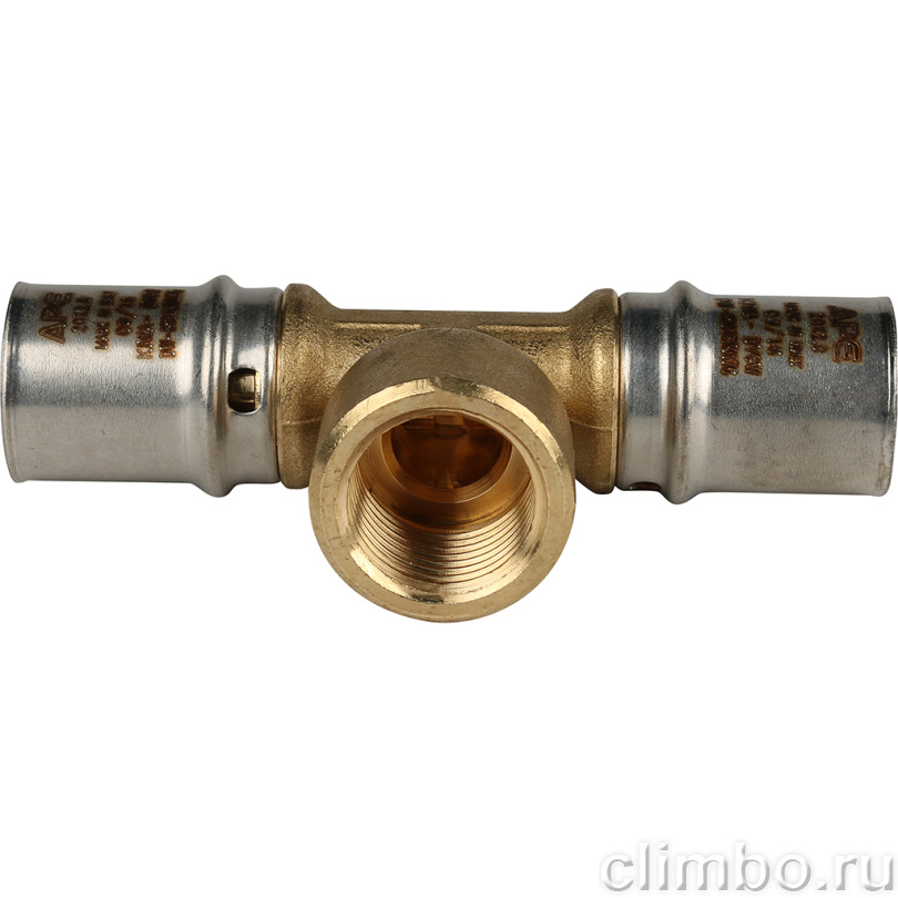 STOUT Тройник-переходник с внутренней резьбой 20х1/2"х20 для металлопластиковых труб прессовой (SFP-0007-001220) — фото товара