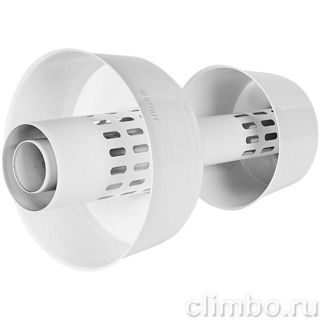 STOUT SCR-6010-800003 STOUT Оголовок вертикальный с ветрозащитой традиц. коакс. D60(п)/100(п) БЕЛЫЙ широкий — фото, детали конструкции