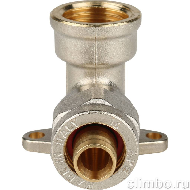 STOUT Угольник настенный с креплением 1/2"х16 для металлопластиковых труб винтовой — фото товара