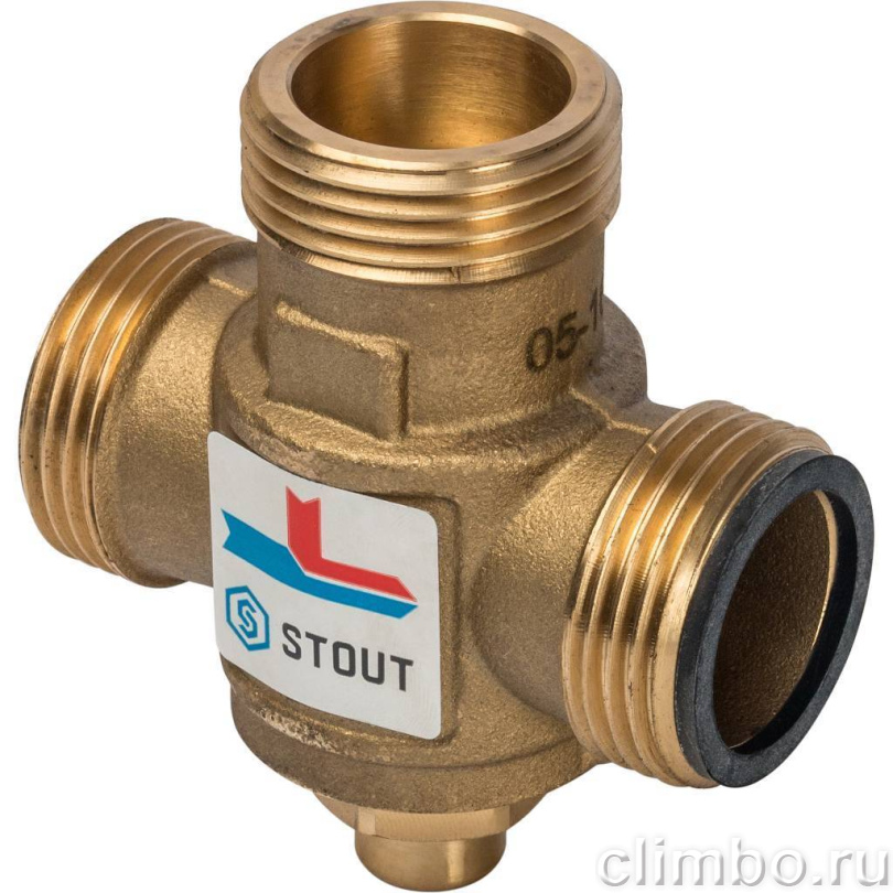 STOUT Термостатический смесительный клапан для твердотопливного котла G 1 M-G 1 1/2 F-G 1 M 70°С — фото товара