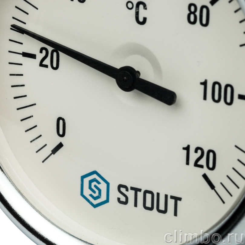 STOUT Термометр биметаллический с погружной гильзой. Корпус Dn 80 мм, гильза 75 мм 1/2", 0...120 С (SIM-0001-807515) — фото товара
