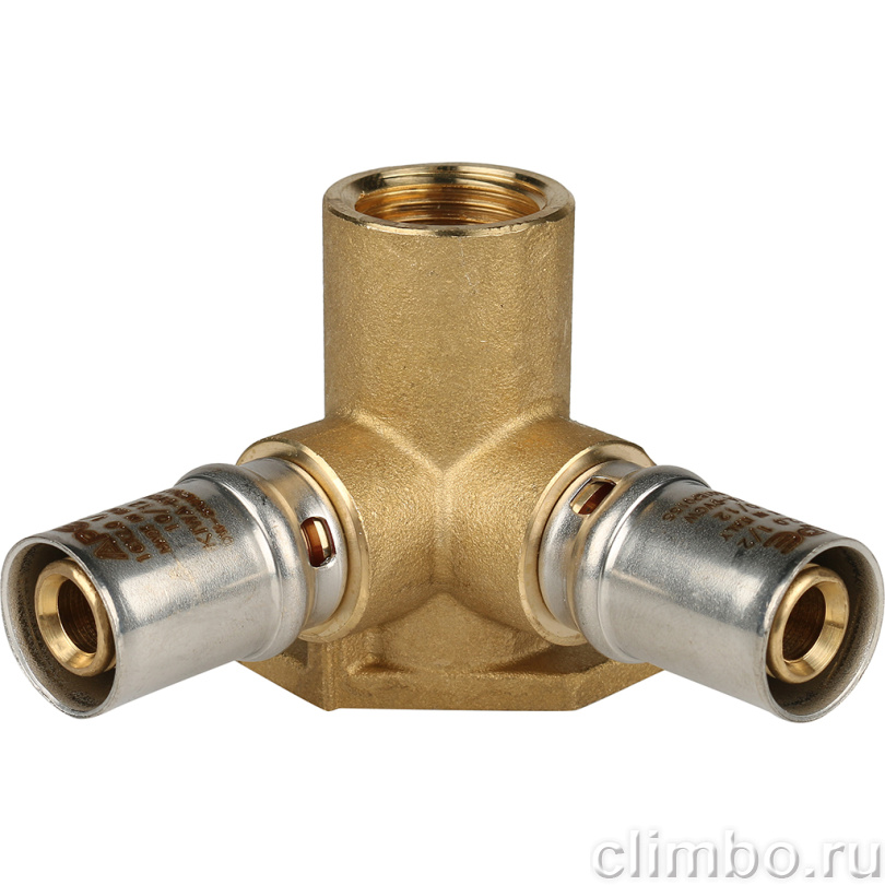 STOUT Тройник настенный с креплением 1/2"х16 для металлопластиковых труб прессовой (SFP-0015-001216) — фото товара