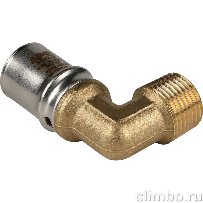 STOUT Угольник-переходник с наружной резьбой 1/2"х20 для металлопластиковых труб прессовой — фото товара