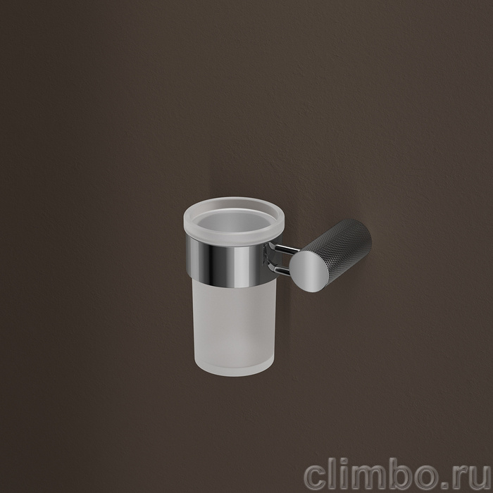 Стакан, матовое стекло, нержавеющая сталь, Дюна (Duna), хром глянцевый, IDDIS, DUNSBG1i45 — фото, детали конструкции