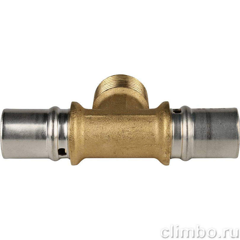 STOUT Тройник-переходник с наружной резьбой 20х3/4"х20 для металлопластиковых труб прессовой — фото товара