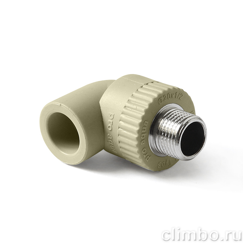 PROAQUAPPR PP-R Угольник комбинированный НР Серый 20-1/2 — фото товара