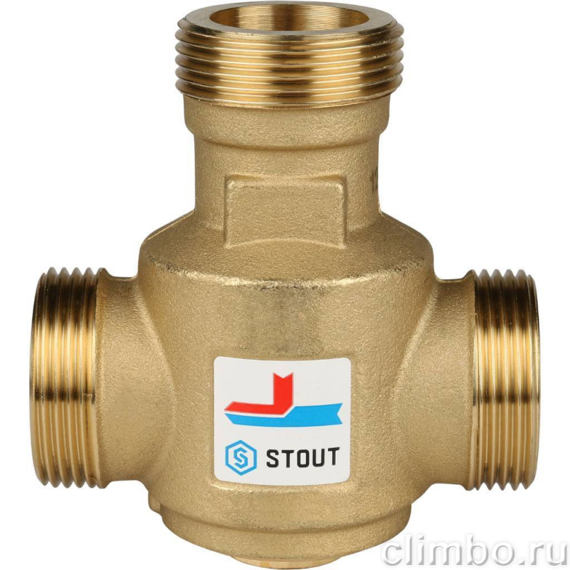 STOUT Термостатический смесительный клапан для твердотопливного котла G 1 1/4 НР 60°С — фото товара