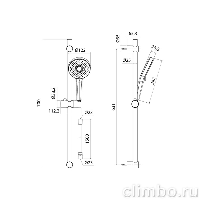 Душевой гарнитур, глянцевый хром, Оптима Хоум (Optima Home), IDDIS, OPH3C70i16 — фото, детали конструкции