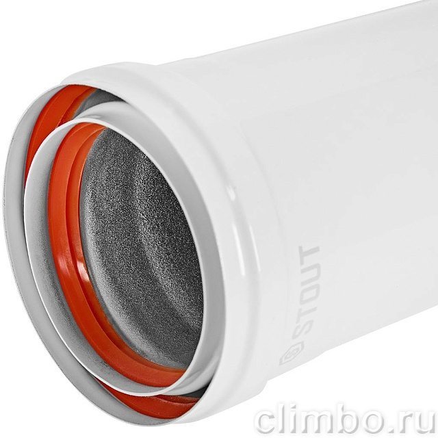 STOUT SCR-0080-811000 STOUT Удлинитель дымохода утепленный традиц. D80(п-м), L1000 (воздуховод до 105 градусов) — фото, детали конструкции