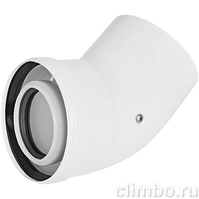 STOUT Отвод 45° конденсац. коакс. D60(п-м)/100(п-м) — фото, детали конструкции