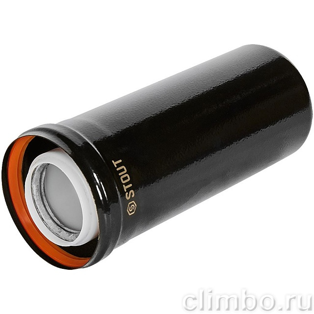 STOUT Удлинитель дымохода конденсац. коакс. D60(п-м)/100(п-м), L250, ЧЕРНЫЙ — фото, детали конструкции
