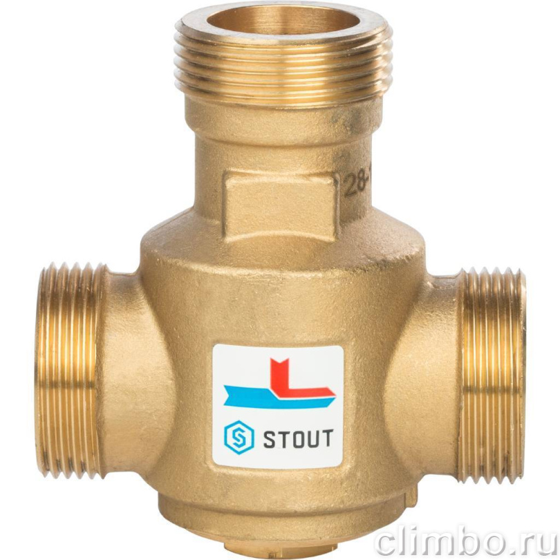 STOUT Термостатический смесительный клапан для твердотопливного котла G 1 1/4 НР 70°С — фото товара
