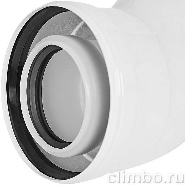 STOUT Отвод 45° конденсац. коакс. D60(п-м)/100(п-м) — фото, детали конструкции