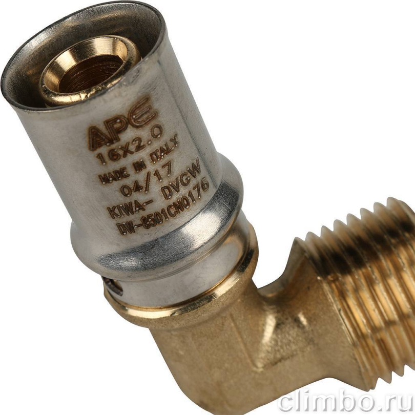 STOUT Угольник-переходник с наружной резьбой 1/2"х16 для металлопластиковых труб прессовой — фото товара