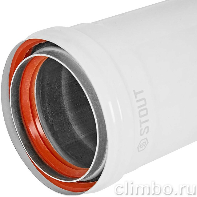STOUT Удлинитель дымохода утепленный традиц. D80(п-м), L1500 (воздуховод до 105 градусов) — фото, детали конструкции
