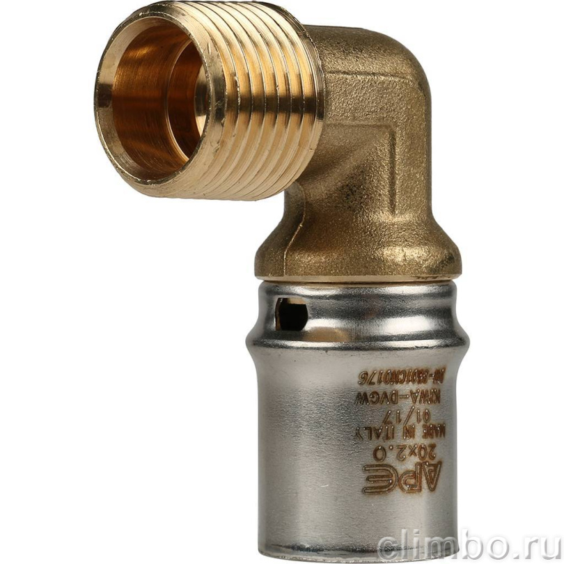 STOUT Угольник-переходник с наружной резьбой 1/2"х20 для металлопластиковых труб прессовой — фото товара