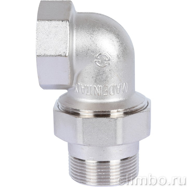STOUT Угловая американка ВН, уплотнение o-ring кольцо, никель. 1"1/2 — фото товара