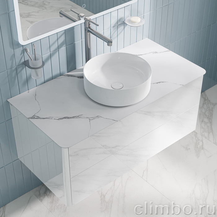 Столешница, керамогранит, 100 см, белый мрамор, Оптима Хоум (Optima Home), IDDIS, OPH10M0i89 — фото, детали конструкции