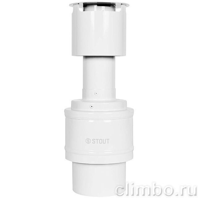 STOUT SCR-8610-800001 STOUT Оголовок вертикальный с ветрозащитой конденсац. коакс. D60(п)/100(п) БЕЛЫЙ узкий — фото, детали конструкции