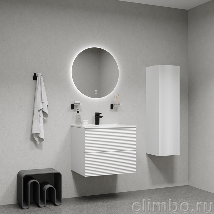 Тумба с умывальником, подвесная, 60 см, белый, Билд (Bild), IDDIS, BIL60W0i95K подходит умыв. 0136000i28 — фото, детали конструкции