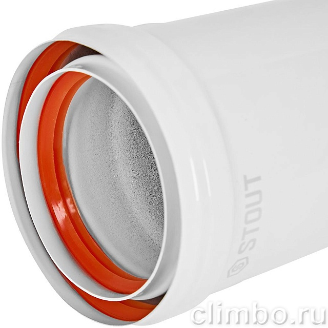 STOUT SCR-0080-821000 STOUT Удлинитель дымохода утепленный традиц. D80(п-м), L1000 (газоход до 185 градусов) — фото, детали конструкции