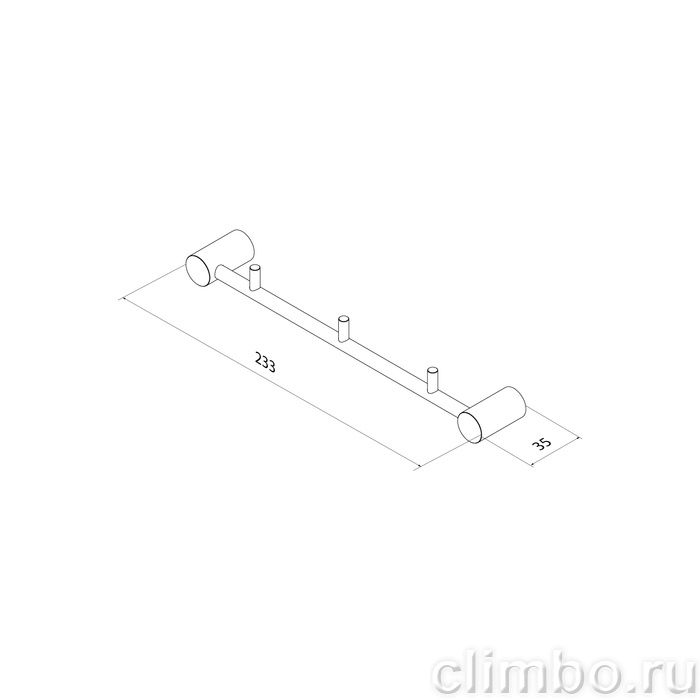 Планка на 3 крючка, нержавеющая сталь, Петит (Petite), черный матовый, IDDIS, PETBLS3i41 — фото, детали конструкции