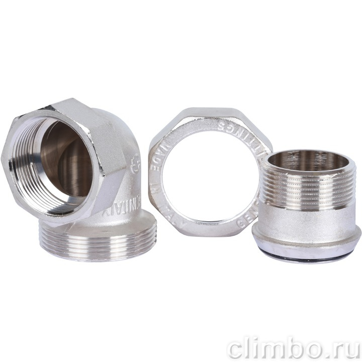 STOUT Угловая американка ВН, уплотнение o-ring кольцо, никель. 1"1/2 — фото товара