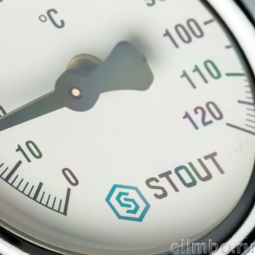 STOUT Термометр биметаллический накладной с пружиной. Корпус Dn 63 мм, 0...120 С, 1"-2" (SIM-0004-630015) — фото товара