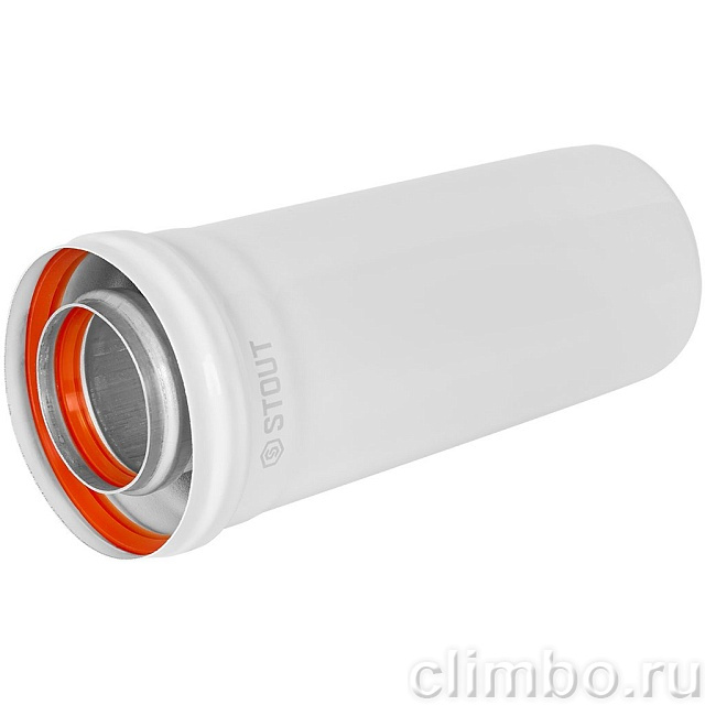 STOUT Удлинитель дымохода традиц. коакс. D60(п-м)/100(п-м), L250 — фото, детали конструкции