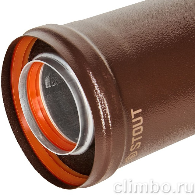 STOUT SCR-6010-700500 STOUT Удлинитель дымохода традиц. коакс. D60(п-м)/100(п-м), L500, КОРИЧНЕВЫЙ — фото, детали конструкции