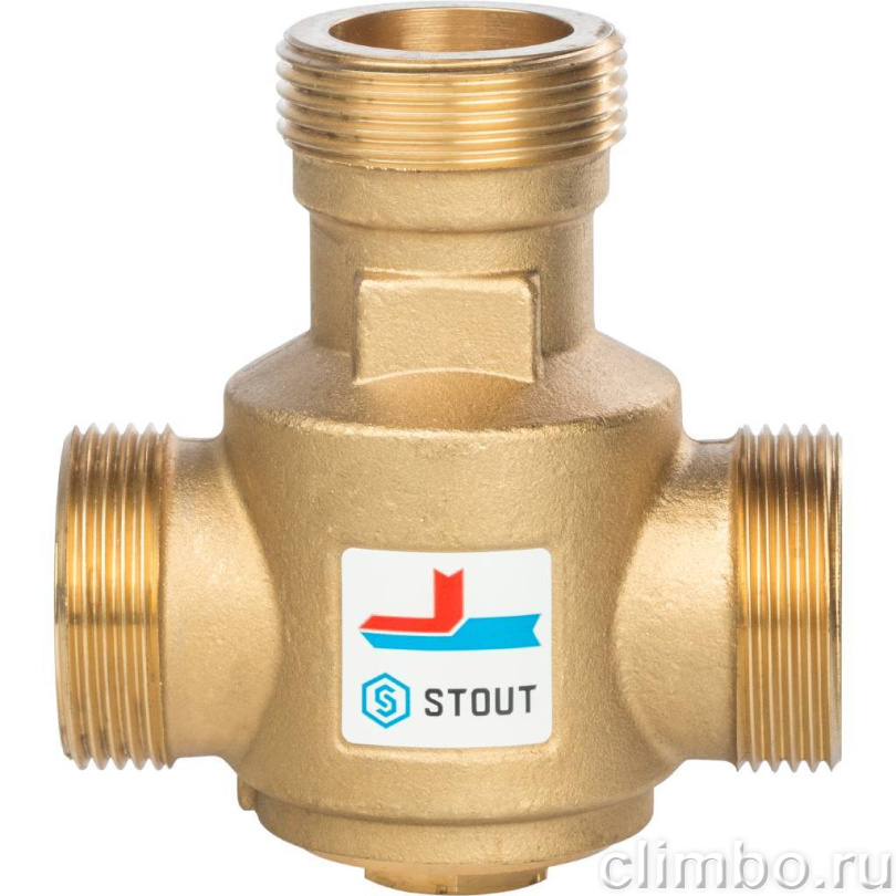 STOUT Термостатический смесительный клапан для твердотопливного котла G 1 1/4 НР 70°С — фото товара