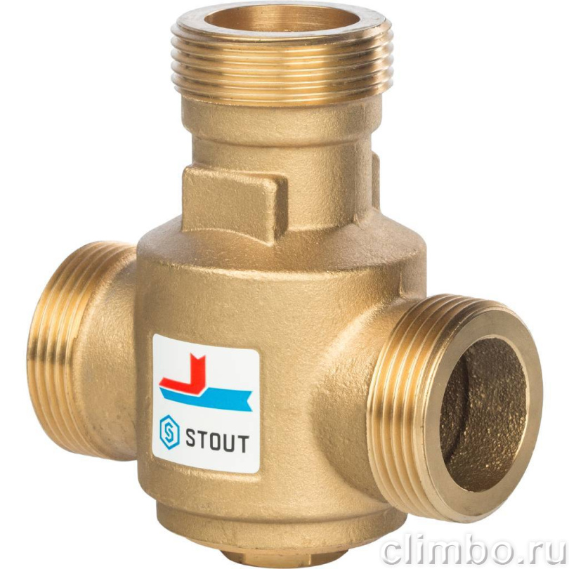 STOUT Термостатический смесительный клапан для твердотопливного котла G 1 1/4 НР 70°С — фото товара