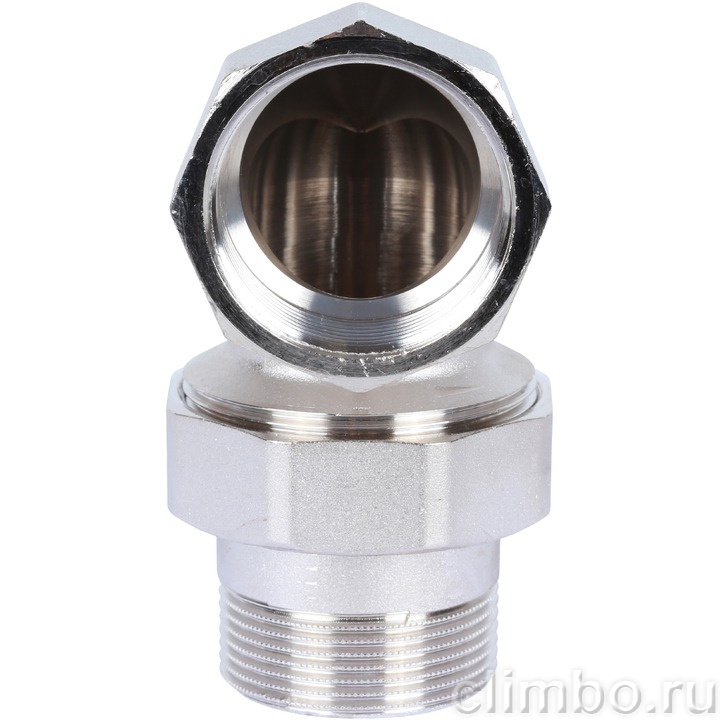 STOUT Угловая американка ВН, уплотнение o-ring кольцо, никель. 1"1/2 — фото товара