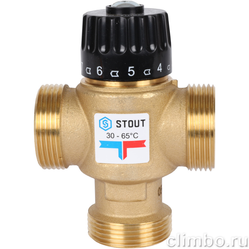 STOUT Термостатический смесительный клапан для систем отопления и ГВС 1 1/4" НР 30-65°С KV 3,5 — фото товара