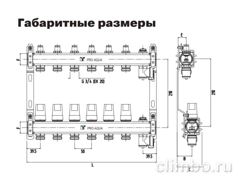 PRO AQUA Коллекторный блок с регулировочными клапанами, 8 выходов — фото товара