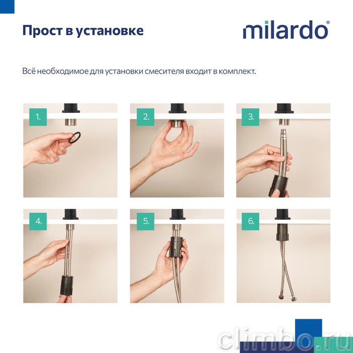 Смеситель для кухни, черный матовый, Meal, Milardo, M01BLJ0M05 — фото товара