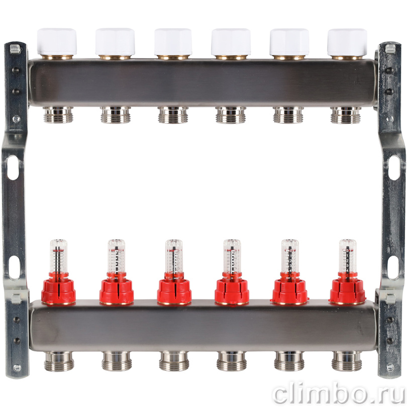 ROMMER Коллектор из нержавеющей стали с расходомерами 6 выходов — фото товара