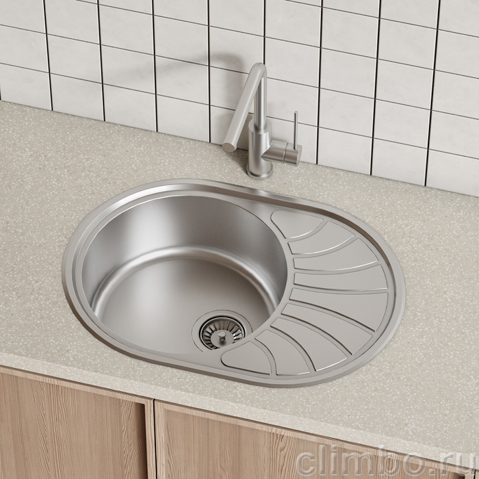 Мойка с сифоном нерж. сталь, шелк, 650*460, Suno S, IDDIS — фото товара