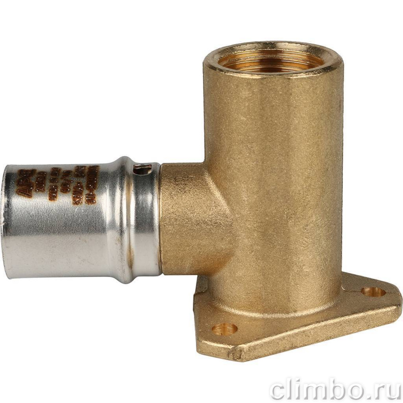 STOUT Угольник настенный с креплением удлинённый 1/2"х20 для металлопластиковых труб прессовой — фото товара
